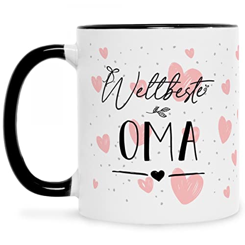 Bedruckte Tasse mit Spruch - Weltbeste/Weltbester mit Fotos - Lustige Geschenke - für Mama Geburtstag Muttertag Vatertag Valentinstag Weihnachten - Männer & Frauen - Sie & Ihn Farbe Oma Schwarz & Weiß von GRAVURZEILE