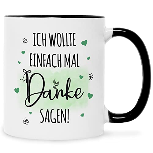 Bedruckte Tasse mit Spruch - Wollte einfach mal danke sagen - Geschenke als Danksagung - für Geschenk für Mama Papa Geburtstag Valentinstag Weihnachten - für Sie & Ihn - Farbe: Schwarz & Weiß von GRAVURZEILE