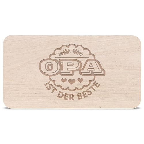 GRAVURZEILE Frühstücksbrettchen - Brotzeitbrett mit Gravur - Opa ist der Beste - Messer schonend Schneidebrett aus Holz - Geschenk für Opa zum Geburtstag Vatertag Weihnachten von GRAVURZEILE