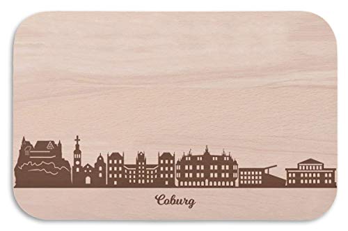 Frühstücksbrettchen Coburg mit Skyline Gravur - Brotzeitbrett & Geschenk für Coburg Stadtverliebte & Fans - ideal auch als Souvenir von GRAVURZEILE