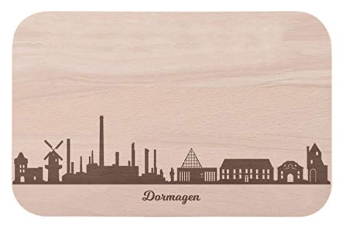 Frühstücksbrettchen Dormagen mit Skyline Gravur - Brotzeitbrett & Geschenk für Dormagen Stadtverliebte & Fans - ideal auch als Souvenir von GRAVURZEILE