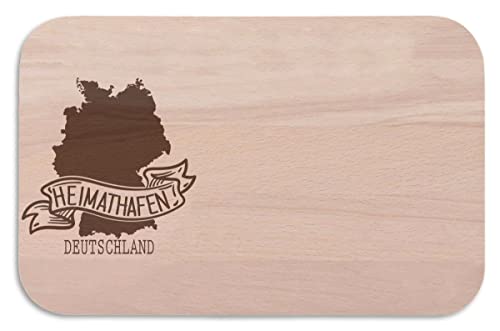 Frühstücksbrettchen Heimathafen Gravur - Glücksgeschenk Umzugsgeschenk Einzugsgeschenk - Geschenk zum Einzug von GRAVURZEILE