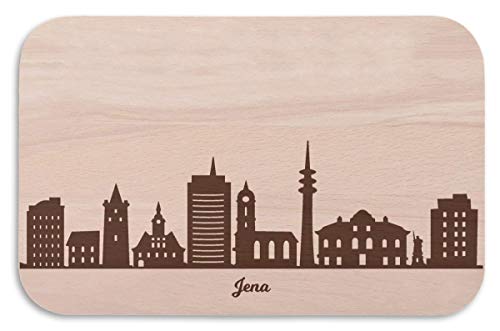 Frühstücksbrettchen Jena mit Skyline Gravur - Brotzeitbrett & Geschenk für Jena Stadtverliebte & Fans - ideal auch als Souvenir von GRAVURZEILE