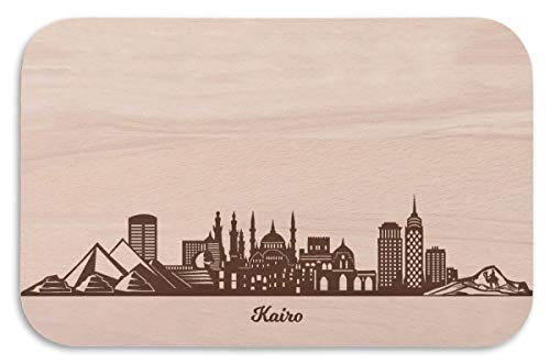 Frühstücksbrettchen KAIRO mit Skyline Gravur - Brotzeitbrett & Geschenk für Kairo Stadtverliebte & Fans - ideal auch als Souvenir von GRAVURZEILE