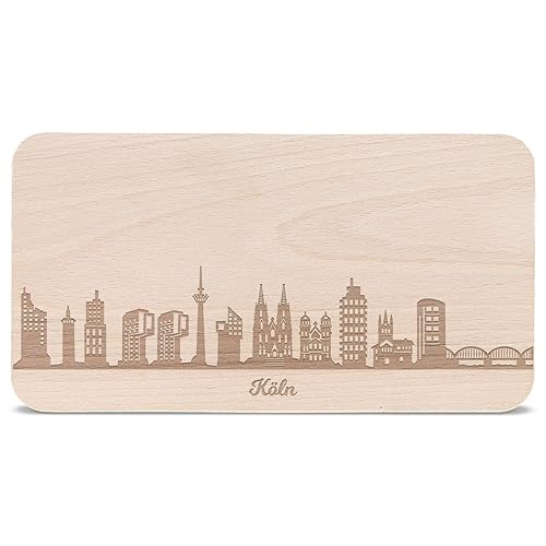 Frühstücksbrettchen Köln mit Skyline Gravur - Brotzeitbrett & Geschenk für Köln Stadtverliebte & Fans - ideal auch als Souvenir von GRAVURZEILE