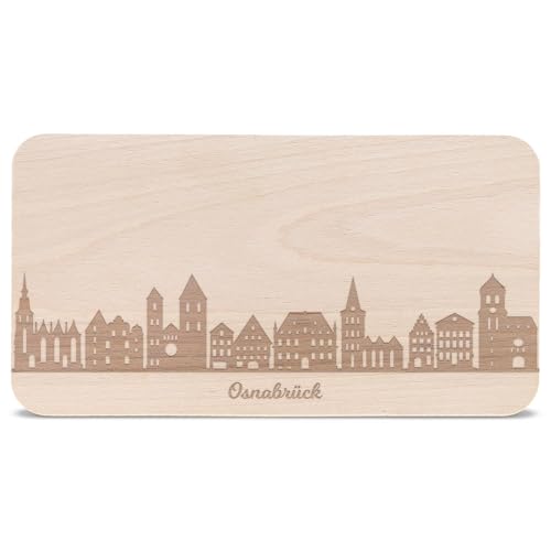 GRAVURZEILE Frühstücksbrettchen mit Gravur - Skyline Osnabrück - Holz Schneidebrett Vesperbrett Brotzeitbrett - Geschenk für Stadtverliebte - Ideal auch als Souvenir von GRAVURZEILE