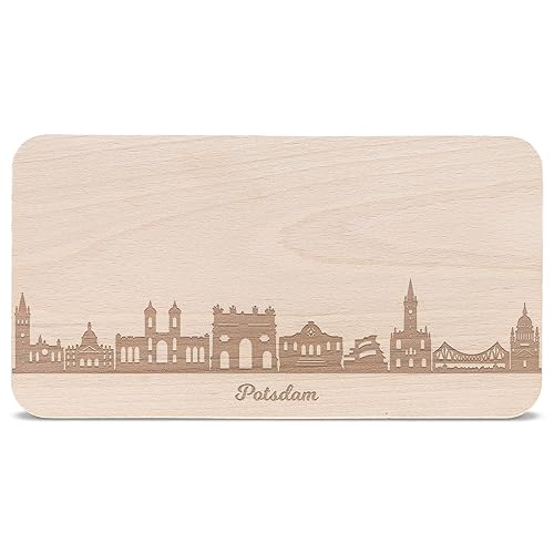 GRAVURZEILE Frühstücksbrettchen mit Gravur - Skyline Potsdam - Holz Schneidebrett Vesperbrett Brotzeitbrett - Geschenk für Stadtverliebte - Ideal auch als Souvenir von GRAVURZEILE