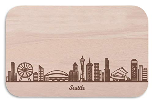Frühstücksbrettchen Seattle mit Skyline Gravur - Brotzeitbrett & Geschenk für Seattle Stadtverliebte & Fans - ideal auch als Souvenir von GRAVURZEILE
