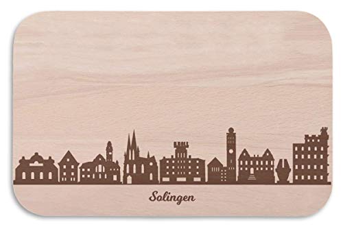 Frühstücksbrettchen Solingen mit Skyline Gravur - Brotzeitbrett & Geschenk für Solingen Stadtverliebte & Fans - ideal auch als Souvenir von GRAVURZEILE