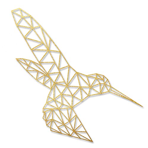 GRAVURZEILE 3D-Origami Deko aus Holz - Kolibri Design - Moderne Wand Dekoration in versch. Farben & Größen - Farbe: Gold, Größe: L (33,0 x 27,2 cm) von GRAVURZEILE
