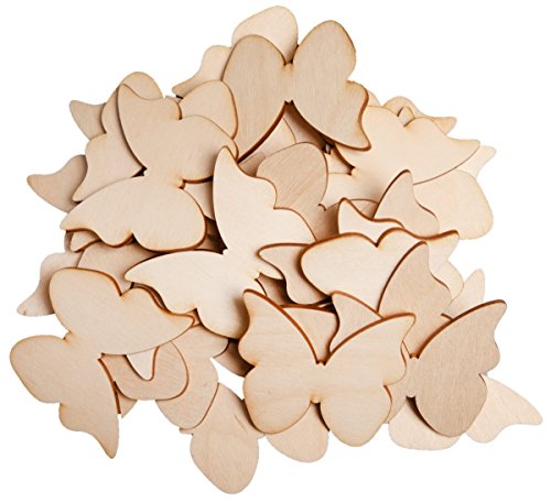GRAVURZEILE 50 Stück 60mm Holz Schmetterlinge Scheiben für DIY Handwerk Verzierungen Naturholzscheiben Tischdekorarion Schmetterling für Hochzeit Geburtstag von GRAVURZEILE