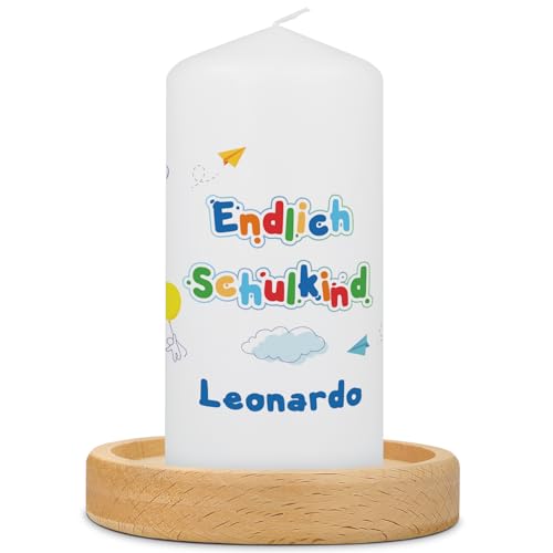 GRAVURZEILE Bedruckte Kerze - Endlich Schulkind - Personalisiert mit Name - Personalisierte Geschenke zur Einschulung für Mädchen & Jungen - Ideal als Beilage zur Schultüte - Kleine Kerze GRAVURZEILE Bedruckte Kerze - Endlich Schulkind - Personalisiert mit Name - Personalisierte Geschenke zur Einschulung für Mädchen & Jungen - Ideal als Beilage zur Schultüte - Kleine Kerze von GRAVURZEILE