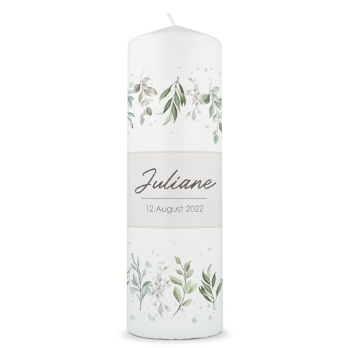 GRAVURZEILE Bedruckte Kerze - Flower Love - brilliant bedruckte Kerze zur Taufe - Personalisiertes Taufgeschenk für Mädchen & Jungen - Hochwertige Stumpenkerze 250/80 mm Farbe Grün GRAVURZEILE Bedruckte Kerze - Flower Love - brilliant bedruckte Kerze zur Taufe - Personalisiertes Taufgeschenk für Mädchen & Jungen - Hochwertige Stumpenkerze 250/80 mm Farbe Grün von GRAVURZEILE