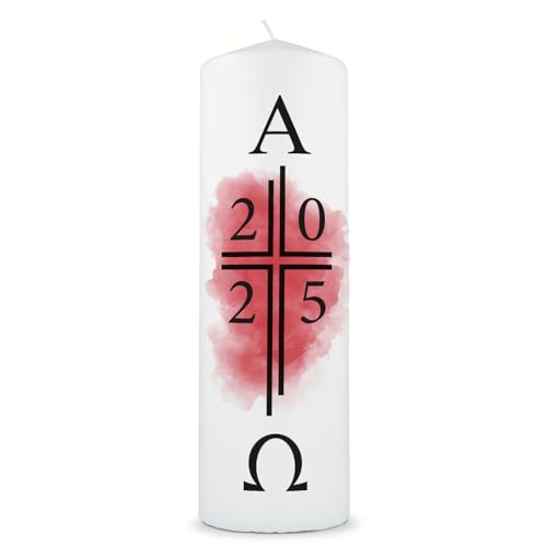 GRAVURZEILE Bedruckte Kerze - Osterkerze Alpha & Omega 2025 - Christliche Kerze mit Alpha & Omega Motiv als Geschenk - Hochwertige Stumpenkerze 250/80 mm - Geschenkidee zu Ostern Ostergeschenk GRAVURZEILE Bedruckte Kerze - Osterkerze Alpha & Omega 2025 - Christliche Kerze mit Alpha & Omega Motiv als Geschenk - Hochwertige Stumpenkerze 250/80 mm - Geschenkidee zu Ostern Ostergeschenk von GRAVURZEILE
