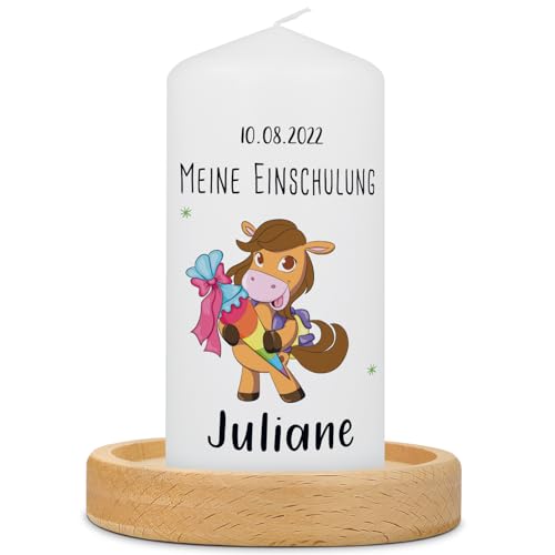 GRAVURZEILE Bedruckte Kleine Kerze - Einschulungskerze Pferde - Personalisiert mit Name & Datum - brilliant bedruckte Kerze zur Einschulung - Geschenk zum Schulanfang - Farbe Hellbraun GRAVURZEILE Bedruckte Kleine Kerze - Einschulungskerze Pferde - Personalisiert mit Name & Datum - brilliant bedruckte Kerze zur Einschulung - Geschenk zum Schulanfang - Farbe Hellbraun von GRAVURZEILE