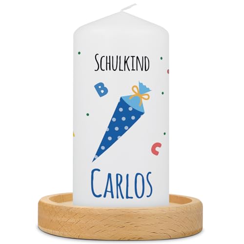 GRAVURZEILE Bedruckte Kleine Kerze - Einschulungskerze Schultüte - Personalisiert mit Name - brilliant bedruckte Kerze zur Einschulung - Geschenk für Mädchen & Jungen zum Schulanfang - Farbe: Blau GRAVURZEILE Bedruckte Kleine Kerze - Einschulungskerze Schultüte - Personalisiert mit Name - brilliant bedruckte Kerze zur Einschulung - Geschenk für Mädchen & Jungen zum Schulanfang - Farbe: Blau von GRAVURZEILE