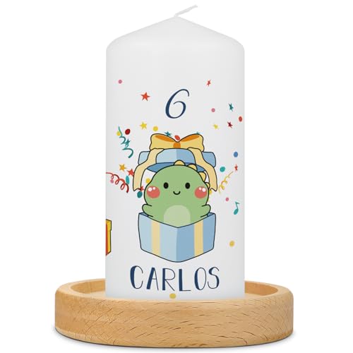 GRAVURZEILE Bedruckte Kleine Kerze - Geburtstagskerze Dinosaurier - Personalisiert mit Name & Alter - brilliant bedruckte Kerze mit Dinos - Geschenk für Mädchen & Jungen zum Kinder Geburtstag GRAVURZEILE Bedruckte Kleine Kerze - Geburtstagskerze Dinosaurier - Personalisiert mit Name & Alter - brilliant bedruckte Kerze mit Dinos - Geschenk für Mädchen & Jungen zum Kinder Geburtstag von GRAVURZEILE