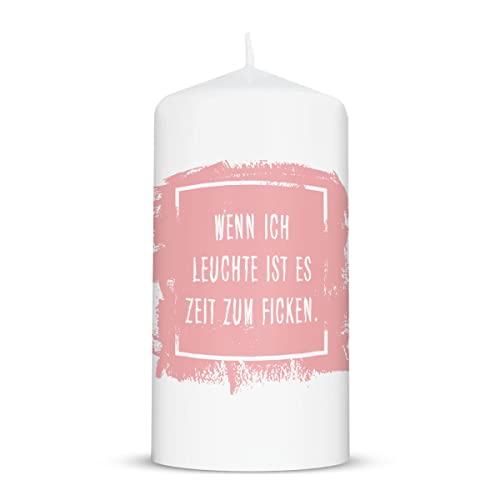 GRAVURZEILE Bedruckte Kleine Kerze - Lustiger Spruch Wenn ich Leuchte - Witziges Freches Geschenk für Freund Freundin zum Geburtstag Valentinstag - Stumpenkerze - Farbe: Rosa von GRAVURZEILE