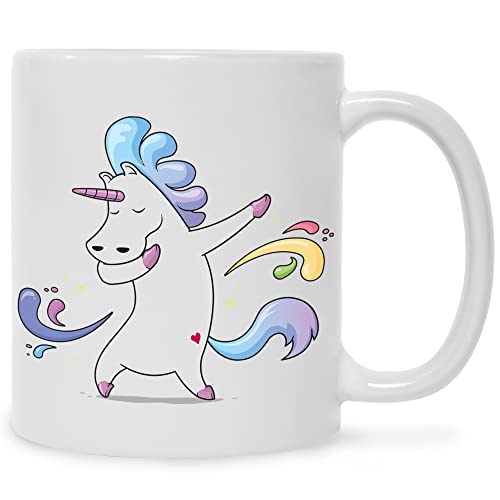 GRAVURZEILE Bedruckte Tasse mit Motiv - Einhorn - für Kinder - Geschenkidee zum Geburtstag für Jungen & Mädchen - Geschenk für Sie & Ihn - Kaffeetasse Kaffeebesser Teetasse - Farbe: Weiß von GRAVURZEILE