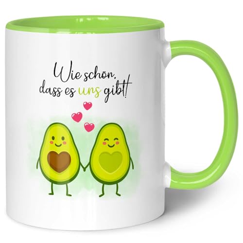 GRAVURZEILE Bedruckte Tasse mit Spruch - Avocado Love - Geschenk für Paare zum Valentinstag - Spülmaschine & Mikrowelle geeignet - Partner Geschenke für Sie & Ihn - Farbe: Grün von GRAVURZEILE
