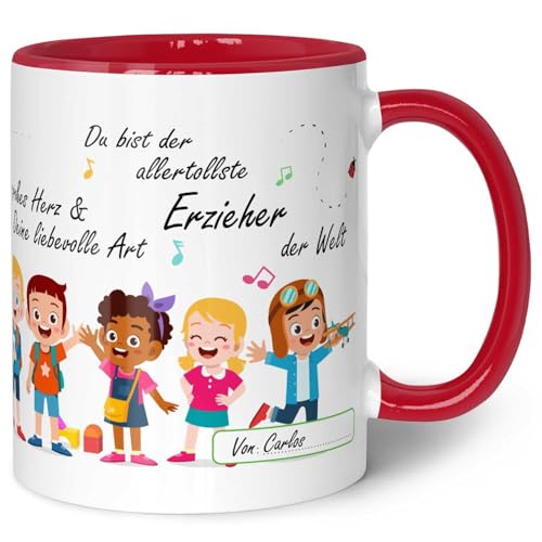 GRAVURZEILE Bedruckte Tasse mit Spruch - Erzieher Abschied - Herzliche Geschenke - Geschenk für Erzieher zum Kindergarten Abschied - Geschenk als Dankeschön für Frauen und Männer - Rot GRAVURZEILE Bedruckte Tasse mit Spruch - Erzieher Abschied - Herzliche Geschenke - Geschenk für Erzieher zum Kindergarten Abschied - Geschenk als Dankeschön für Frauen und Männer - Rot von GRAVURZEILE
