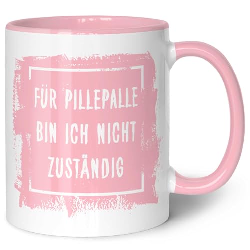 GRAVURZEILE Bedruckte Tasse mit Spruch - Für Pillepalle bin ich nicht zuständig - Spülmaschinenfest - Geschenke für Freunde & Kollegen - Geschenk für Büro & Alltag - Farbe: Rosa von GRAVURZEILE