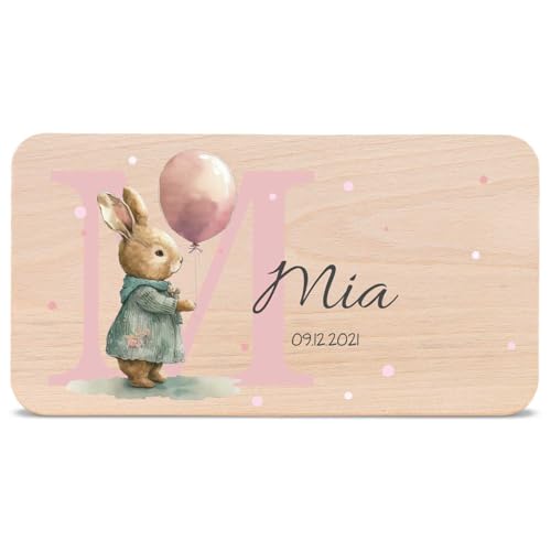 GRAVURZEILE - Bedrucktes Frühstücksbrettchen aus Holz - Initial - Personalisiert mit Namen - Lebensmittelechter umweltfreundlich zertifizierter Druck (GreenGuard Gold) - Farbe: Hase von GRAVURZEILE