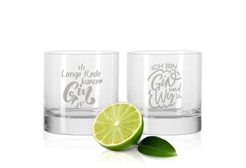 GRAVURZEILE Cocktailglas 2er Set GIN-Gläser - Lange Rede kurzer GIN & Ich bin GIN und Weg, Glas, Montana Geschenkset für Gin Liebhaber von GRAVURZEILE