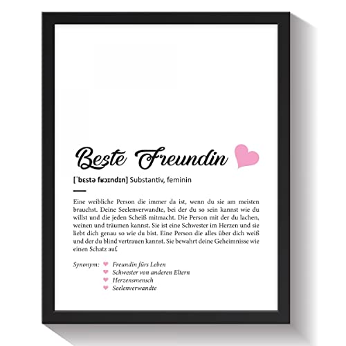 GRAVURZEILE Definition Poster, Kunstdrucke & Worterklärung auf DIN A4 Premium-Foto-Papier Größe DIN A4, Farbe Beste Freundin Geschenk von GRAVURZEILE