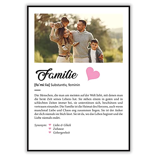 GRAVURZEILE Definition Poster & Kunstdrucke mit eigenem Foto - Geschenke für Familie - Personalisierte Wandbilder - Wanddeko Deko für Wohnzimmer Schlafzimmer Flur & Diele - Familie Geschenk von GRAVURZEILE