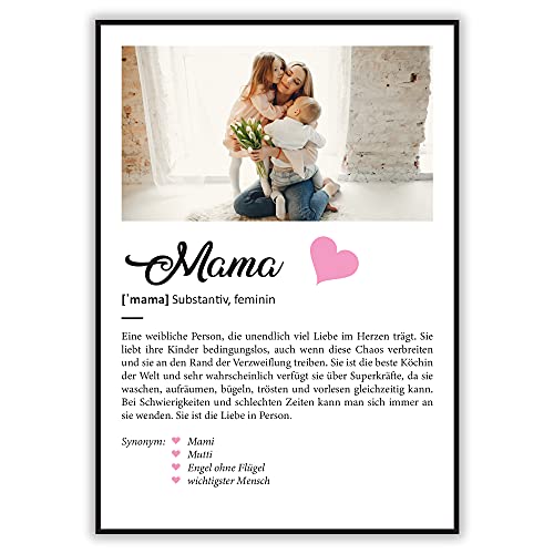 GRAVURZEILE Definition Poster & Kunstdrucke mit eigenem Foto - Geschenke für Mama - Personalisierte Wandbilder - Wanddeko Deko für Wohnzimmer Schlafzimmer Flur & Diele - Mama Geschenk von GRAVURZEILE