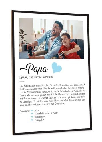 GRAVURZEILE Definition Poster & Kunstdrucke mit eigenem Foto - Geschenke für Papa & Väter - Personalisierte Wandbilder - Wanddeko Deko für Wohnzimmer Schlafzimmer Flur & Diele - Farbe Papa Geschenk von GRAVURZEILE