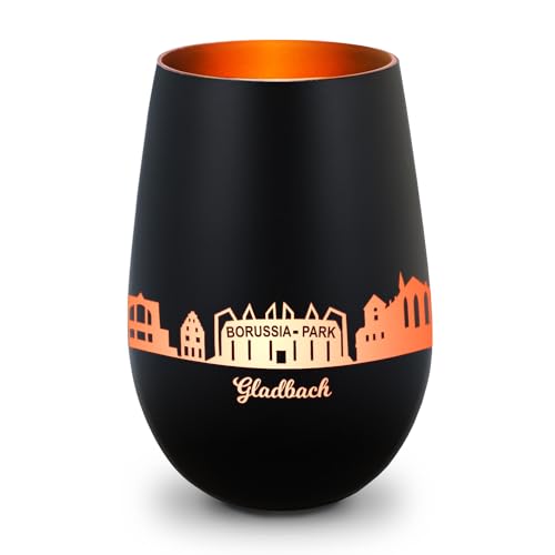 GRAVURZEILE Deko Windlicht aus Glas mit Gravur - Skyline Gladbach - Hochwertige 360° Lasergravur - Dekoratives Geschenk als Andenken, Souvenir oder für Sammler zum Geburtstag - Farbe: Schwarz/Bronze GRAVURZEILE Deko Windlicht aus Glas mit Gravur - Skyline Gladbach - Hochwertige 360° Lasergravur - Dekoratives Geschenk als Andenken, Souvenir oder für Sammler zum Geburtstag - Farbe: Schwarz/Bronze von GRAVURZEILE