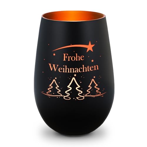 GRAVURZEILE Deko Windlicht aus Glas mit Gravur - Tannenbaum - Frohe Weihnachten - Weihnachtsdeko zum Verschenken - Für die Liebsten zu Weihnachten - Geschenke für Frauen und Männer - Schwarz/Bronze GRAVURZEILE Deko Windlicht aus Glas mit Gravur - Tannenbaum - Frohe Weihnachten - Weihnachtsdeko zum Verschenken - Für die Liebsten zu Weihnachten - Geschenke für Frauen und Männer - Schwarz/Bronze von GRAVURZEILE