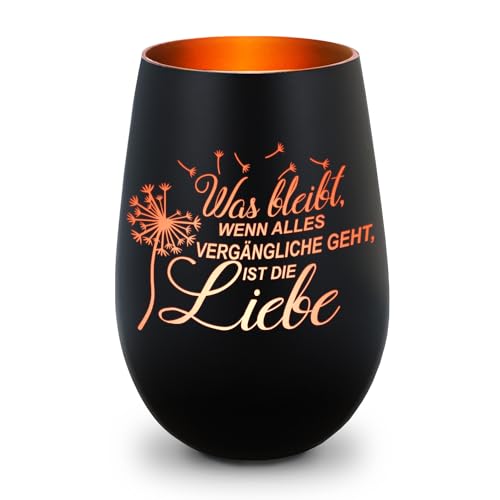 GRAVURZEILE Deko Windlicht aus Glas mit Gravur - was bleibt, wenn Alles Vergängliche geht - Trauerlicht für Teelichter und Kerzen - Grabschmuck zur Beerdigung oder als Andenken - Schwarz/Bronze GRAVURZEILE Deko Windlicht aus Glas mit Gravur - was bleibt, wenn Alles Vergängliche geht - Trauerlicht für Teelichter und Kerzen - Grabschmuck zur Beerdigung oder als Andenken - Schwarz/Bronze von GRAVURZEILE