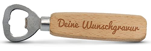 GRAVURZEILE personalisierter Flaschenöffner aus Holz mit Gravur - Personalisiert mit Name oder Text - Stabiler Griff - Geeignet für Bierflaschen als traditioneller Bieröffner - Geschenke für Männer von GRAVURZEILE