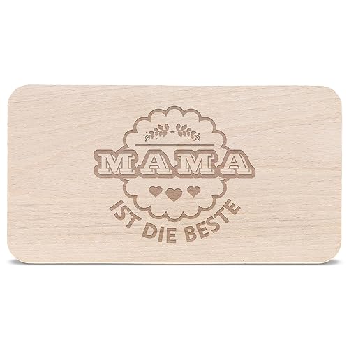 GRAVURZEILE Frühstücksbrettchen - Brotzeitbrett mit Gravur - Mama ist die Beste - Messer schonend Schneidebrett aus Holz - Geschenk für Mama zum Geburtstag Muttertag Valentinstag Weihnachten von GRAVURZEILE