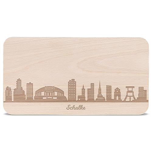 GRAVURZEILE Frühstücksbrettchen mit Gravur - Schalke Skyline - Geschenk für Schalke Stadtverliebte & Fans - ideal als Souvenir - 100% Buchenholz - strapazierfähig & pflegeleicht - 22,5 x 12,5 x 1cm von GRAVURZEILE