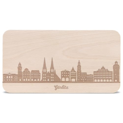 GRAVURZEILE Frühstücksbrettchen mit Gravur - Skyline Görlitz - Holz Schneidebrett Vesperbrett Brotzeitbrett - Geschenk für Stadtverliebte - Ideal auch als Souvenir von GRAVURZEILE