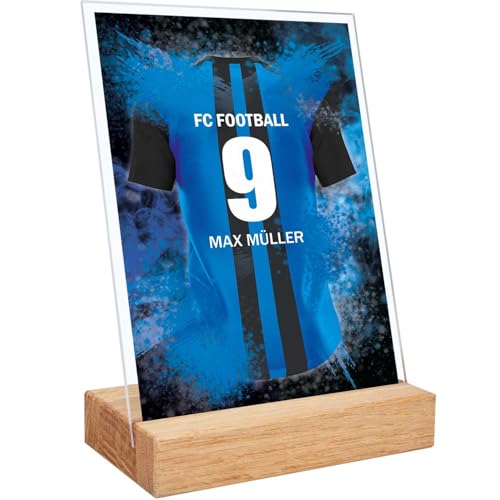 GRAVURZEILE Fußball Bild auf Acrylglas - Fussball Fanartikel Foto Trikot mit Name Nummer & Verein - Personalisierte Geschenke für Männer und Jungen - Geschenk für Ihn - Hamburg Trikot - 20 x 30 cm von GRAVURZEILE