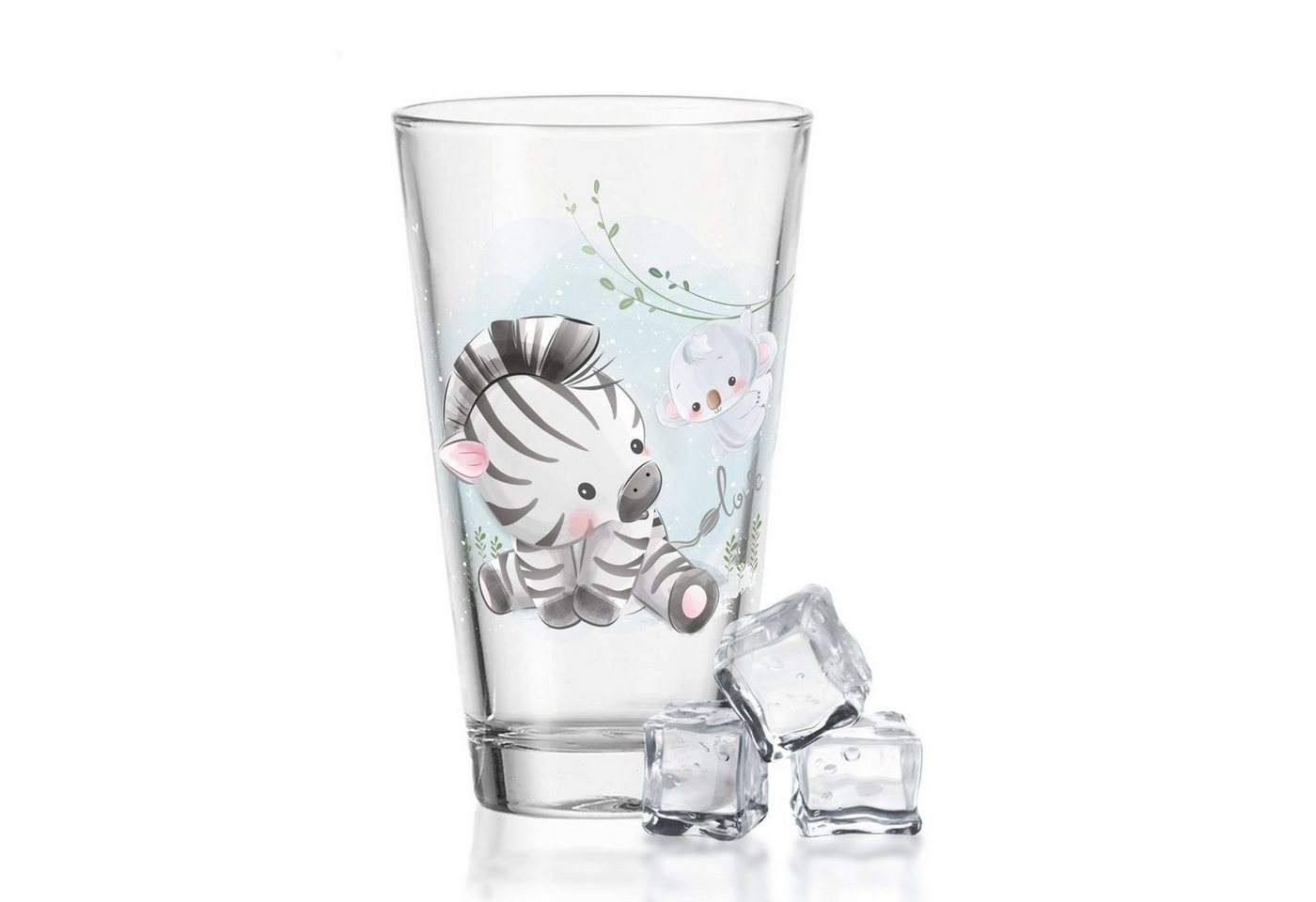 GRAVURZEILE Glas Wasserglas mit UV-Druck - im Zebra Design -, Glas von GRAVURZEILE