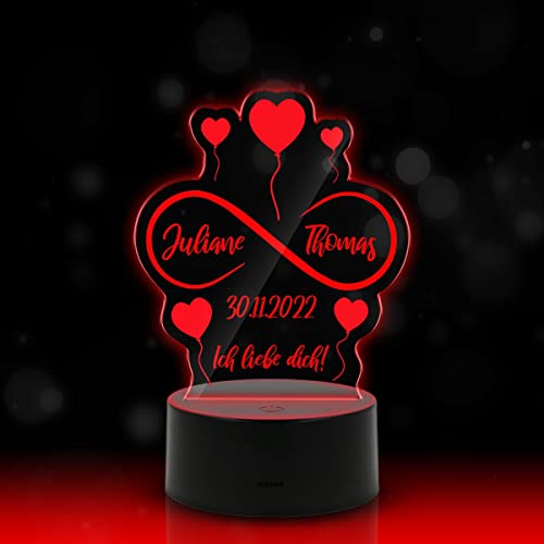 GRAVURZEILE Graviertes Acrylglas mit LED Licht - Unendliche Liebe Design - inkl. LED Sockel mit 7 Farben & Farbwechsel - Ideal als Geschenk für Sie & Ihn - geschenk zum Valentinstag Geburtstag von GRAVURZEILE