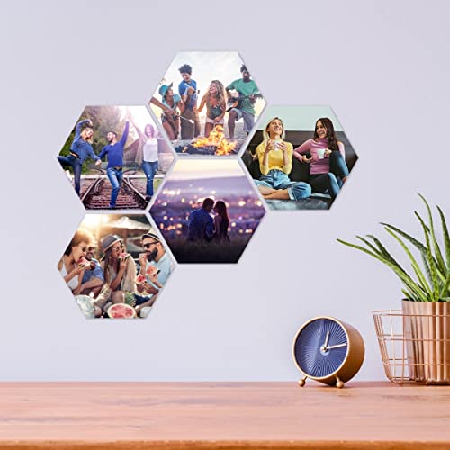 GRAVURZEILE Hexagon-Acrylkachel mit Foto - Fotogeschenk Personalisiert mit eigenem Bild - Foto Collage - Geschenk für Mama Papa Freunde und Familie - Kreative Wandbilder - 8er Set von GRAVURZEILE