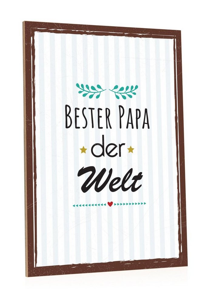 GRAVURZEILE Holzbild mit Spruch - Bester Papa der Welt - Geschenk zu Vatertag - von GRAVURZEILE