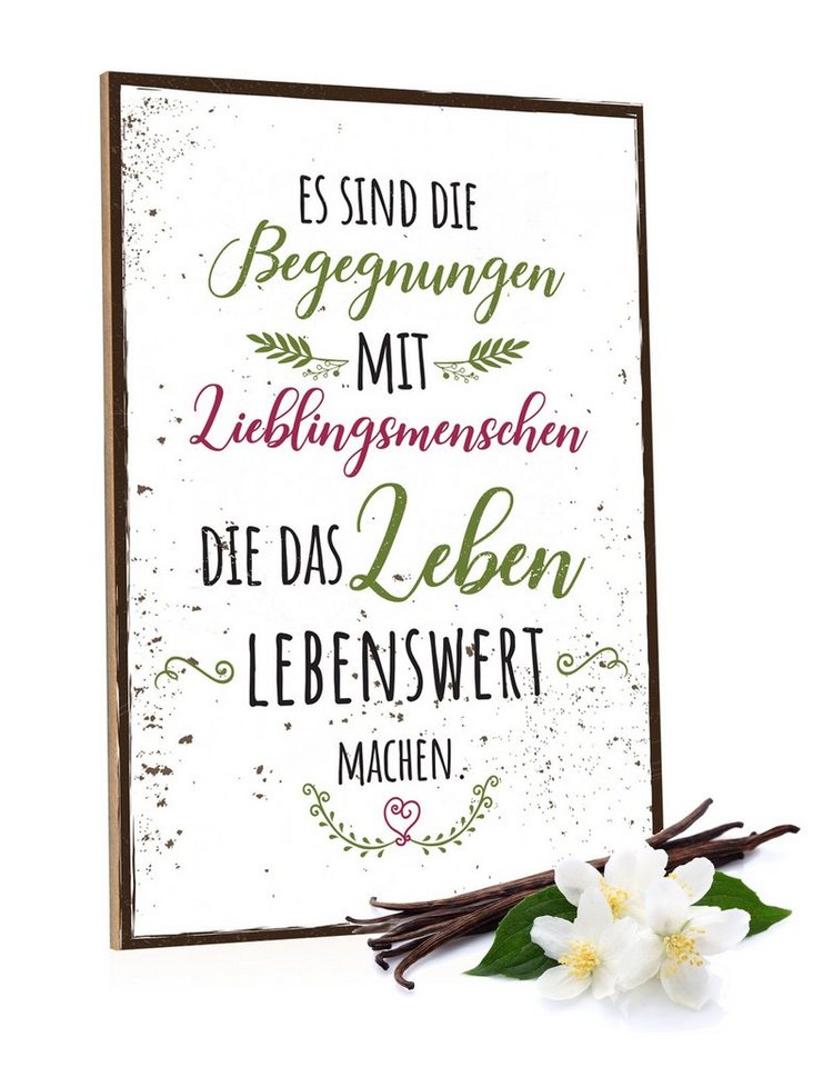 GRAVURZEILE Holzbild mit Spruch - Es sind die Begegnungen mit Lieblingsmenschen -, Geschenk von GRAVURZEILE