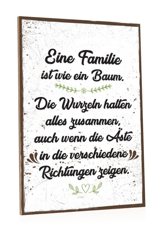 GRAVURZEILE Holzbild mit Spruch - Familie ist wie ein Baum - Holzschild -, Geschenk von GRAVURZEILE