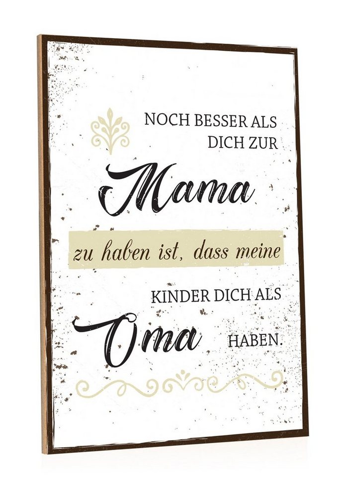 GRAVURZEILE Holzbild mit Spruch - Noch besser Dich als Mama zu haben - Holzschild -, (1 St), Geschenk für Eltern & Großeltern von GRAVURZEILE