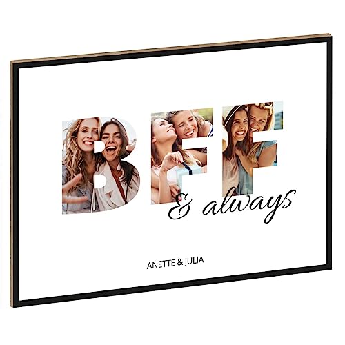 GRAVURZEILE Holzschild mit Foto - Freunde Design - Personalisiert mit Namen und eigenen Fotos - Personalisiertes Foto Geschenk zum selbst gestalten für Sie & Ihn - DIN A4 Format - Farbe: BFF GRAVURZEILE Holzschild mit Foto - Freunde Design - Personalisiert mit Namen und eigenen Fotos - Personalisiertes Foto Geschenk zum selbst gestalten für Sie & Ihn - DIN A4 Format - Farbe: BFF von GRAVURZEILE