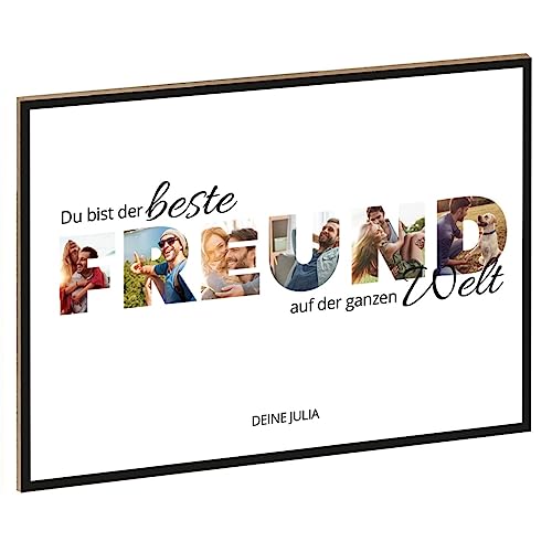 GRAVURZEILE Holzschild mit Foto - Freunde Design - Personalisiert mit Namen und eigenen Fotos - Personalisiertes Foto Geschenk zum selbst gestalten für Sie & Ihn - DIN A4 Format - Farbe: Freund GRAVURZEILE Holzschild mit Foto - Freunde Design - Personalisiert mit Namen und eigenen Fotos - Personalisiertes Foto Geschenk zum selbst gestalten für Sie & Ihn - DIN A4 Format - Farbe: Freund von GRAVURZEILE