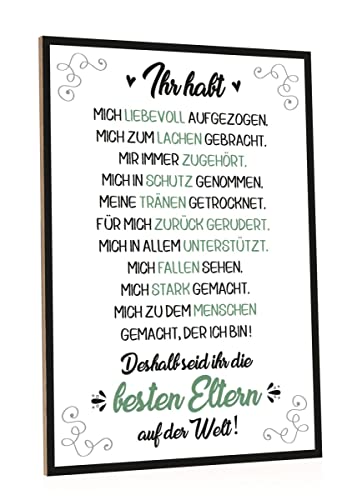 GRAVURZEILE Holzschild mit Spruch - Beste Eltern der Welt - Moderne Kunstdrucke auf Holz - Wand Dekoration im Vintage Look für Mama & Papa - Geschenk für Eltern zum Muttertag Vatertag von GRAVURZEILE